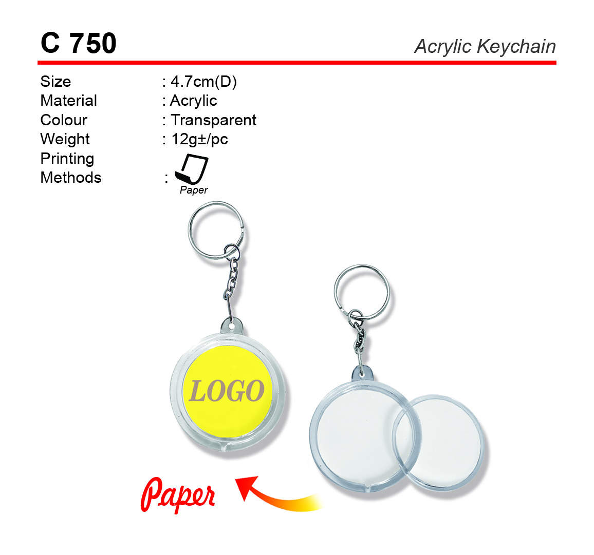 C 750 Acrylic Keychain | WS Kuantan Enterprise